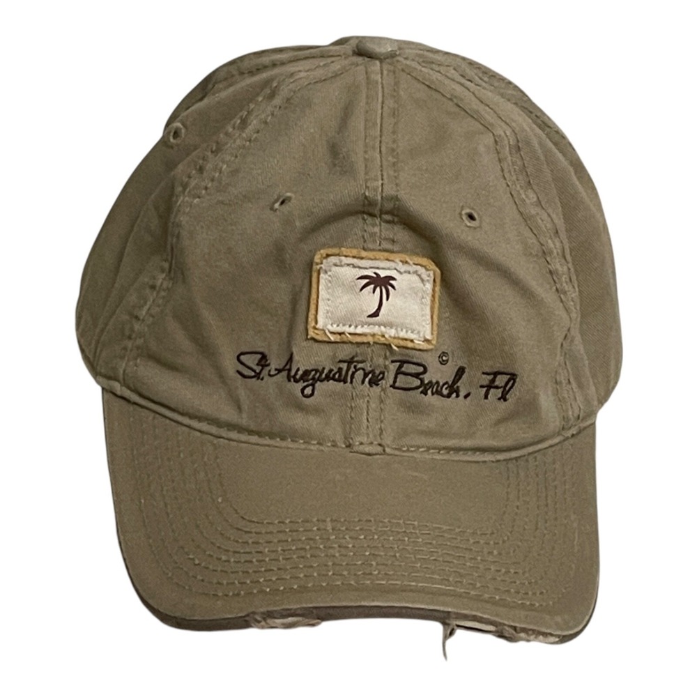Marco Destin Baseball Cap Mens OSFA Khaki St Augustine Beach FL Hat